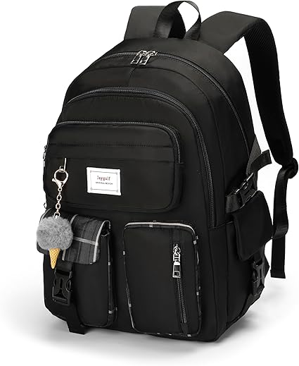 Girls School Backpack Roomy Book Bag Set for Teenagers College Laptop Backpack Black